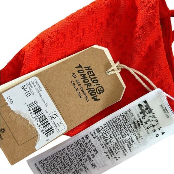 Billabong Good Vibes Slide Tall Triangle Bikini Top Red Hibiscus Medium M New - Picture 6 of 7